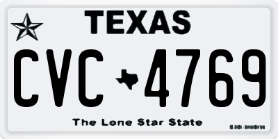 TX license plate CVC4769