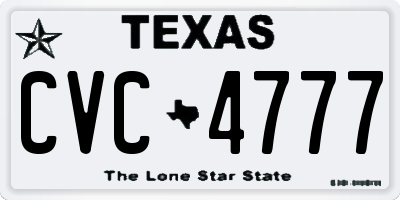 TX license plate CVC4777
