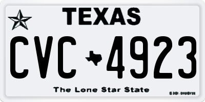 TX license plate CVC4923