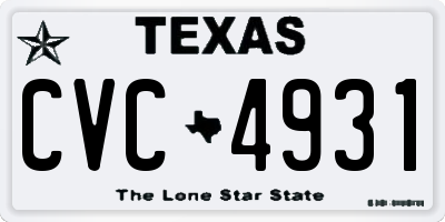 TX license plate CVC4931