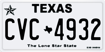 TX license plate CVC4932