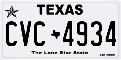 TX license plate CVC4934