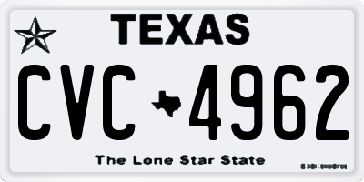 TX license plate CVC4962