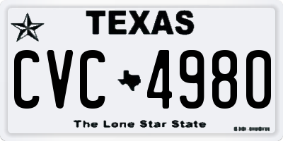 TX license plate CVC4980