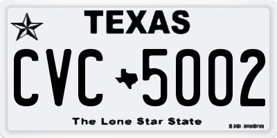 TX license plate CVC5002
