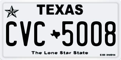 TX license plate CVC5008