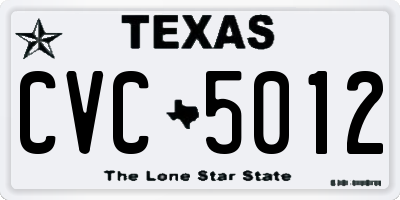 TX license plate CVC5012