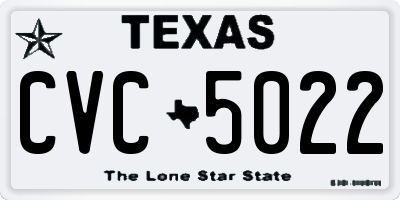 TX license plate CVC5022