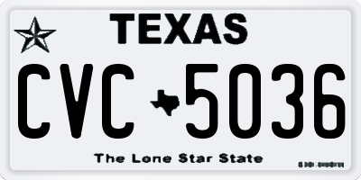 TX license plate CVC5036