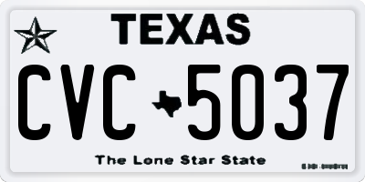 TX license plate CVC5037