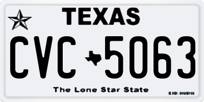 TX license plate CVC5063