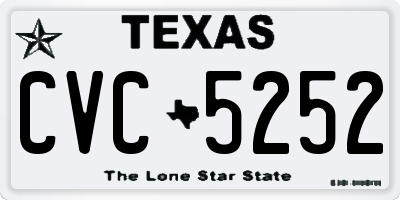 TX license plate CVC5252