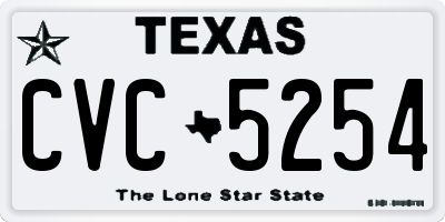 TX license plate CVC5254