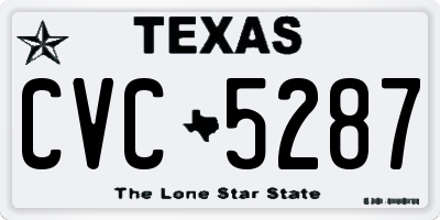 TX license plate CVC5287