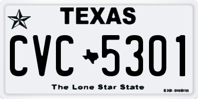 TX license plate CVC5301