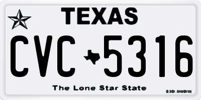 TX license plate CVC5316