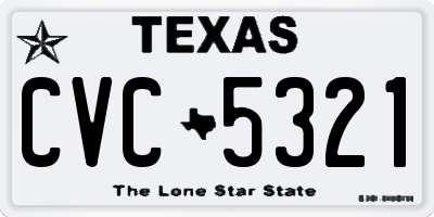 TX license plate CVC5321