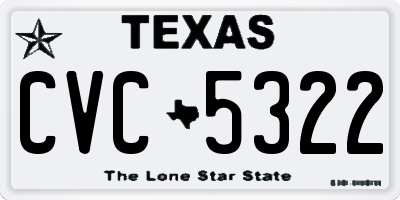 TX license plate CVC5322