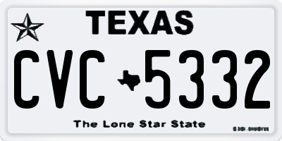TX license plate CVC5332