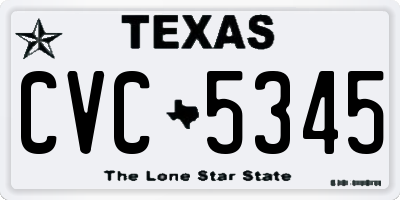 TX license plate CVC5345