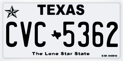 TX license plate CVC5362