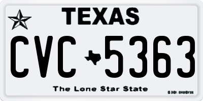 TX license plate CVC5363