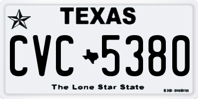 TX license plate CVC5380