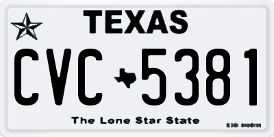 TX license plate CVC5381