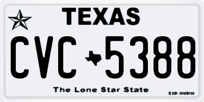 TX license plate CVC5388