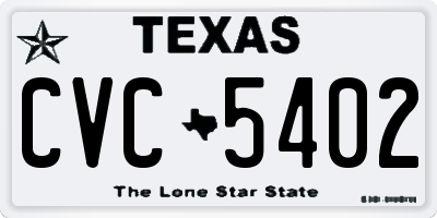 TX license plate CVC5402