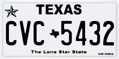 TX license plate CVC5432