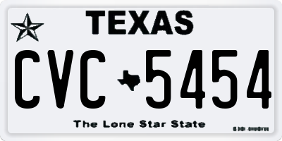 TX license plate CVC5454