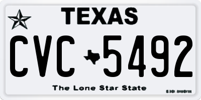 TX license plate CVC5492