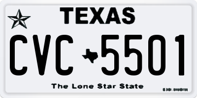 TX license plate CVC5501