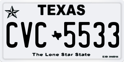TX license plate CVC5533