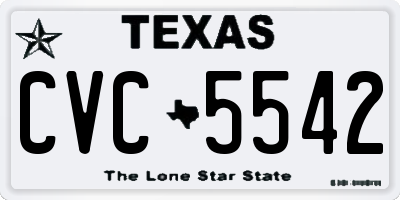 TX license plate CVC5542