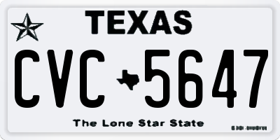 TX license plate CVC5647