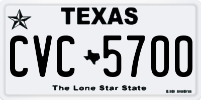 TX license plate CVC5700