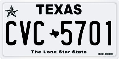 TX license plate CVC5701