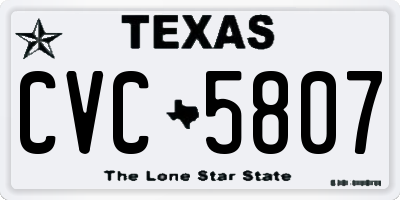 TX license plate CVC5807