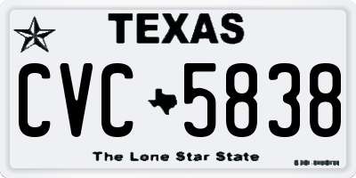 TX license plate CVC5838
