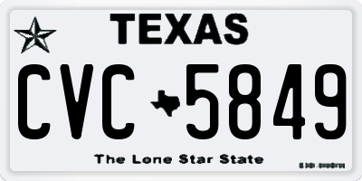 TX license plate CVC5849