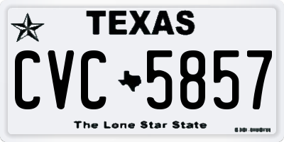TX license plate CVC5857