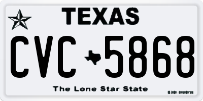 TX license plate CVC5868