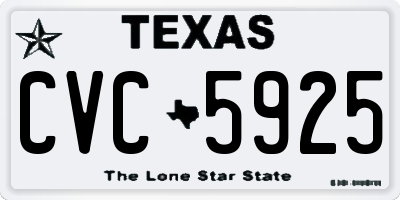 TX license plate CVC5925