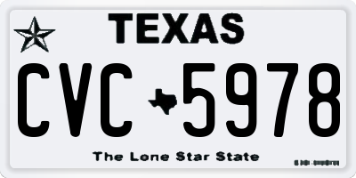 TX license plate CVC5978