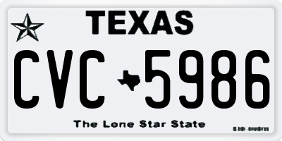 TX license plate CVC5986