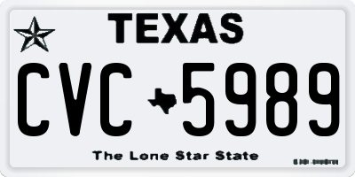 TX license plate CVC5989