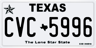 TX license plate CVC5996