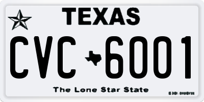 TX license plate CVC6001